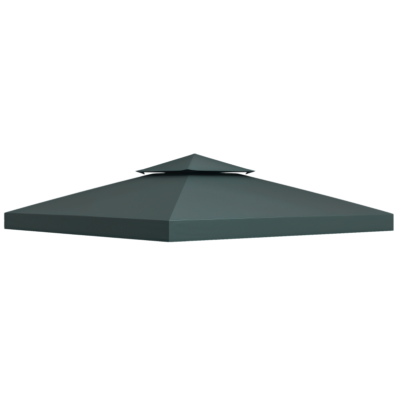 Outsunny Telhado de Substituição para Pavilhão de Jardim em Metal Poliéster 3x3M Cinza Antracite