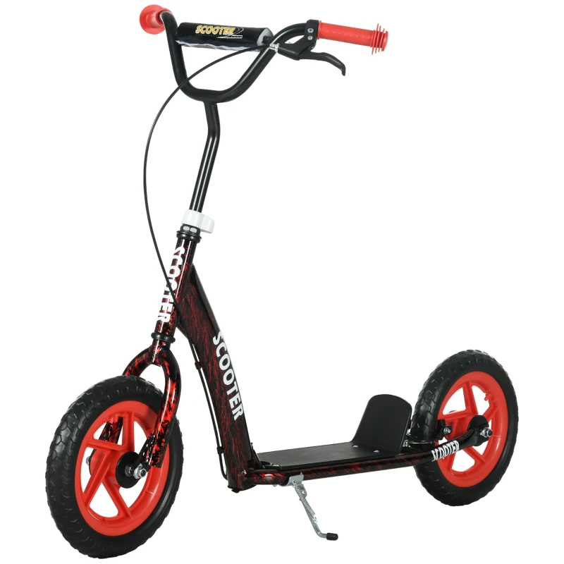 AIYAPLAY Trotinetă patinetă scuter copii roți mari de la 6 la 12 ani înălțime reglabilă frână spate scara roșu