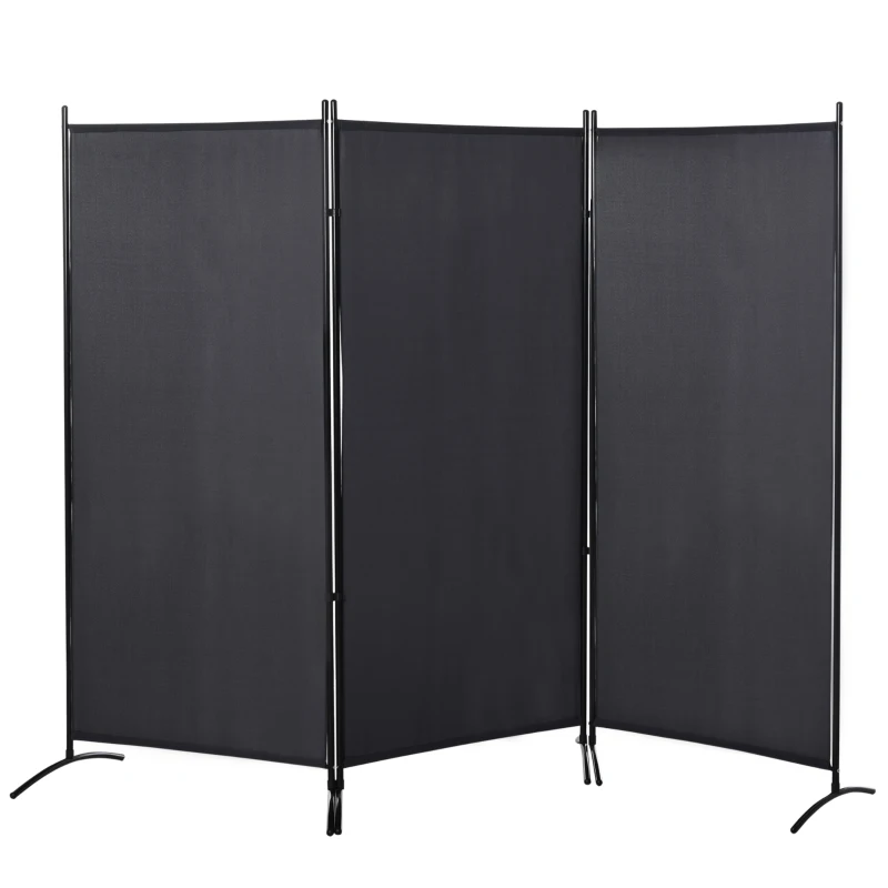 HOMCOM Biombo 3 Painéis 2,53x0,5x1,82 m Loja Lateral Quebra-Sol Biombo com Suporte Metálico Poliéster