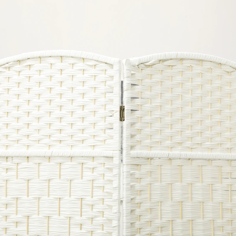 HOMCOM Biombo Interior em Madeira 4 Painéis Divisor de Ambientes Dobrável para Sala Quarto 180x180 cm Branco