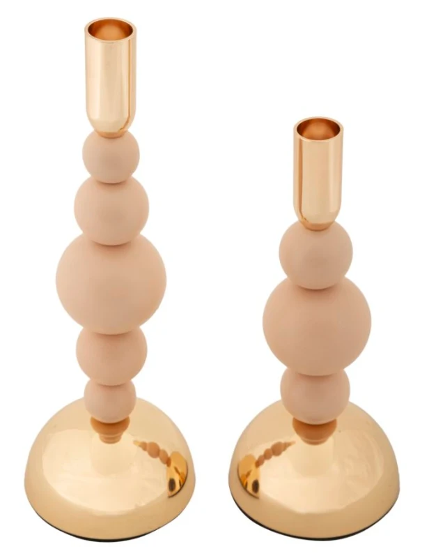 Mauro Ferretti Set Suport Lumanare Bolly Roz 2 Bucati