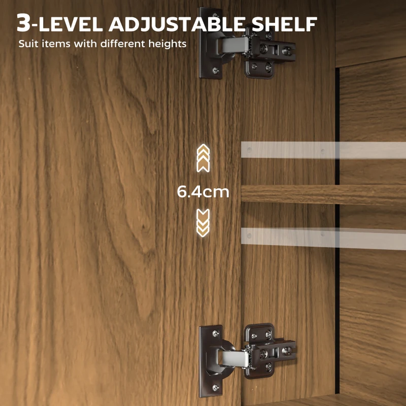 HOMCOM Bathroom Mirror Cabinet with Soft-Close Doors and Adjustable Shelf - Natural Wood Finish