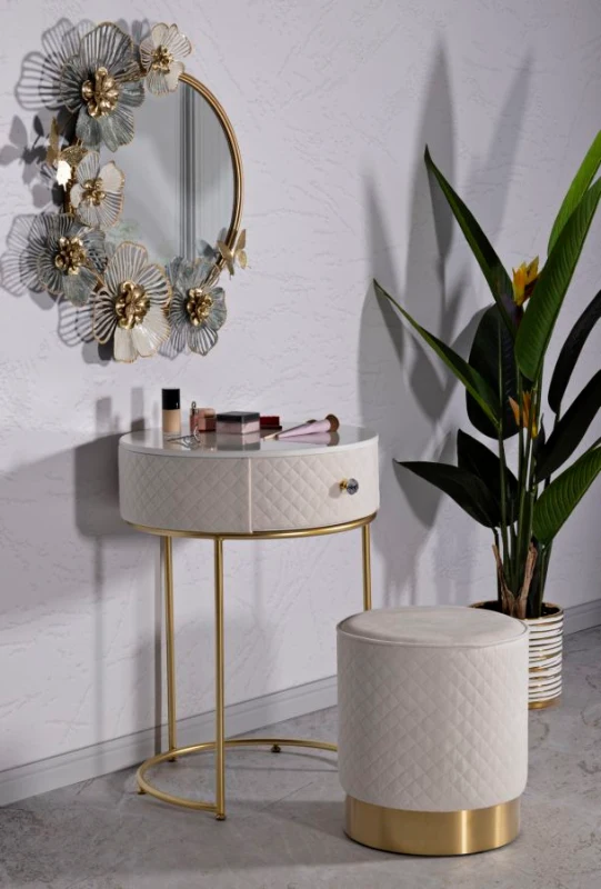 Mauro Ferretti Noptiera Cu Puf, Crem,  Cm Ø 52X70 - Ø 36X37