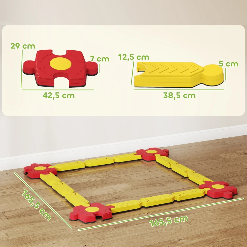 AIYAPLAY Ensemble poutre d'équilibre pour enfants, flexible et personnalisable, en plastique, parties modulaires, Jaune+Rouge