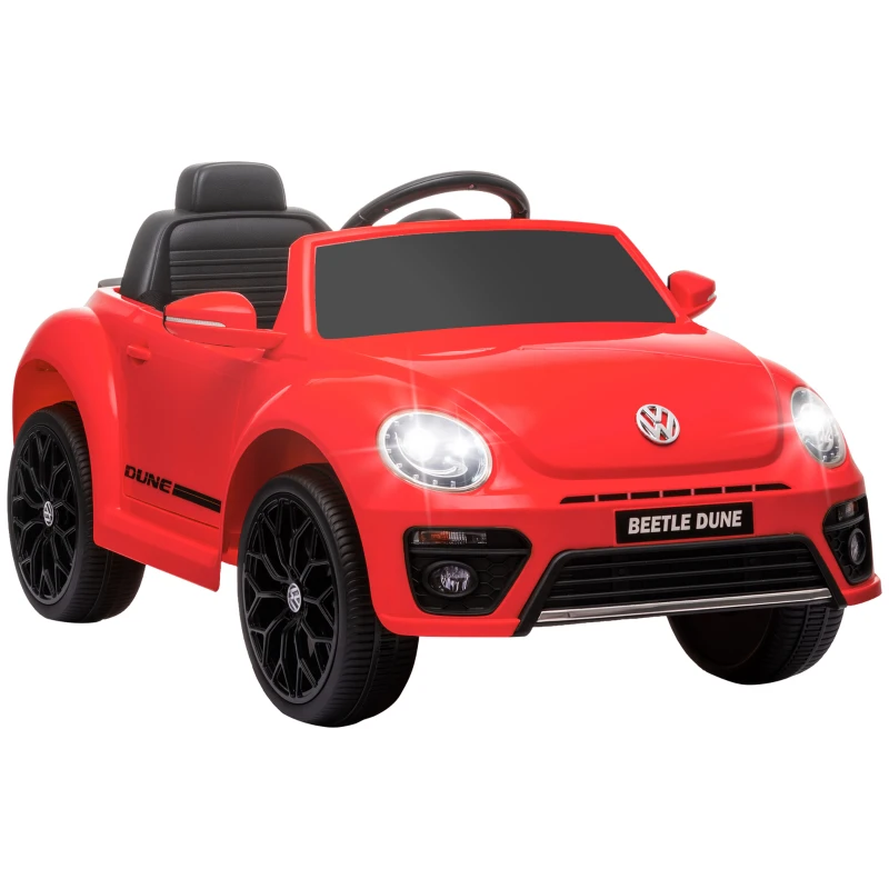 AIYAPLAY Mașină electrică 12V sub Licență Volkswagen Beetle cu telecomandă, viteză 3-5 km/h, 3-5 ani, roșu