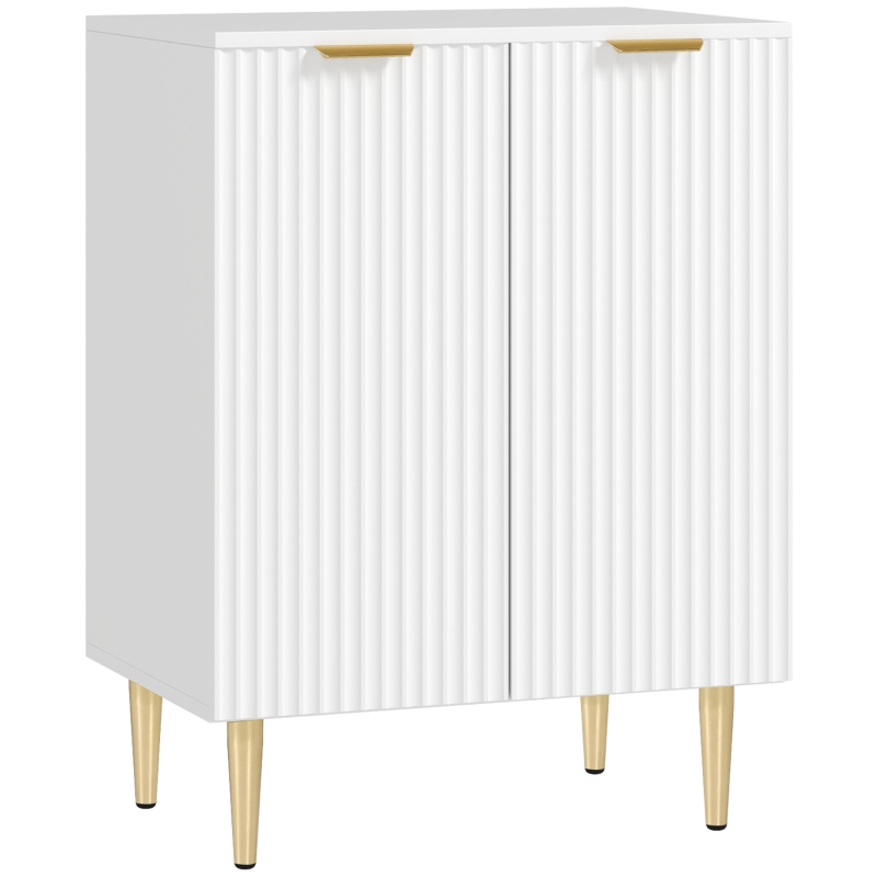 HOMCOM Móvel de Armazenamento Armário de Cozinha com 2 Portas Prateleira Ajustável Pés Metálicos Elevados 60x40x80 cm Branco