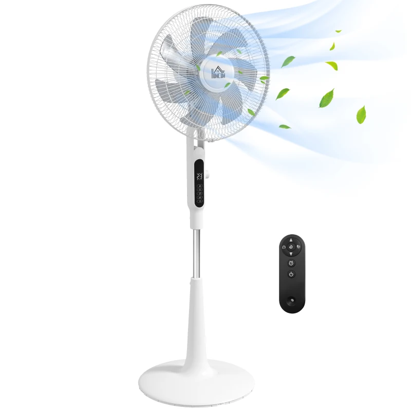 HOMCOM Ventilator de Podea cu Telecomandă Oscilant 28 Viteze 3 Moduri Temporizator și Funcție Antimosquitos Alb
