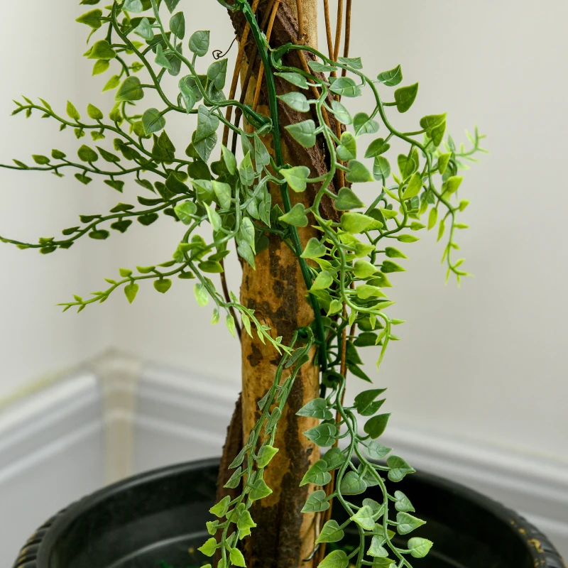 HOMCOM Plante Artificiale Arbore Artificial 3 Bile de Buxus cu Ghiveci de Ciment, Interior și Exterior, Înălțime 115 cm