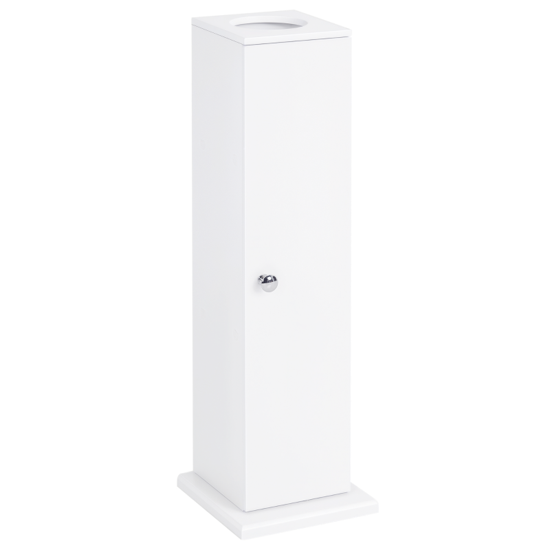 HOMCOM Mobilier de Baño Estrecho cu Orificiu pentru Hârtie Igienică și Rafturi Stil Modern 19,5x19,5x65 cm Alb