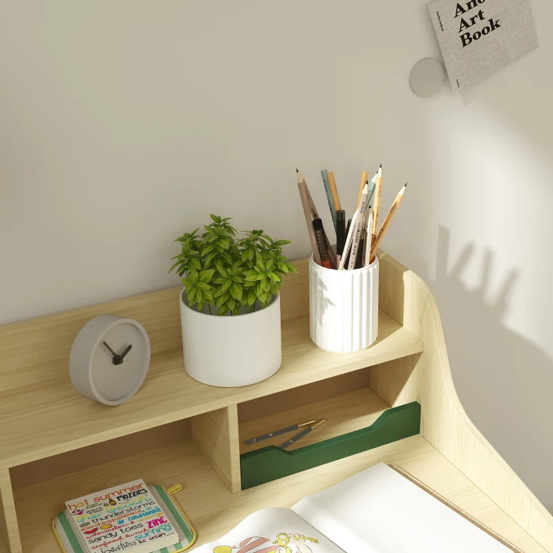 AIYAPLAY Set birou și scaun pentru copil cu rafturi de depozitare și sertar, mobilier pentru copii de la 3 la 10 ani, verde