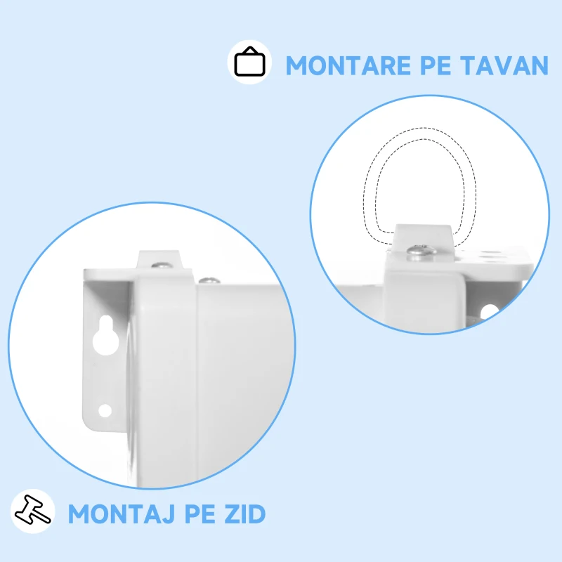 HOMCOM Ecran Proiector, Pânză pentru Proiector cu Fixare pe Perete și Tavan pentru Acasă și Birou, 236.8x8x158 cm, Alb