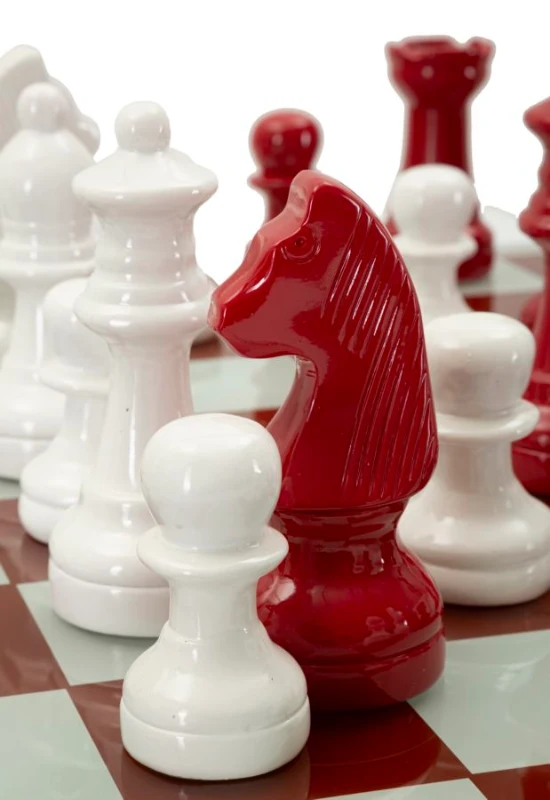 Mauro Ferretti Set Tablă De Șah Roșu/Alb,  61 X 61 X 14 Cm