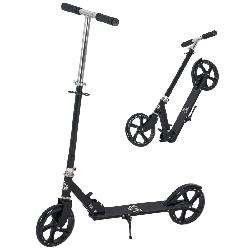 HOMCOM Trotinetă Pliabilă pentru Copii de 7-14 Ani Scuter Infantil Ghidon Ajustabil în Înălțime de 4 Nivele cu Frână 88x37x75-100 cm Negru