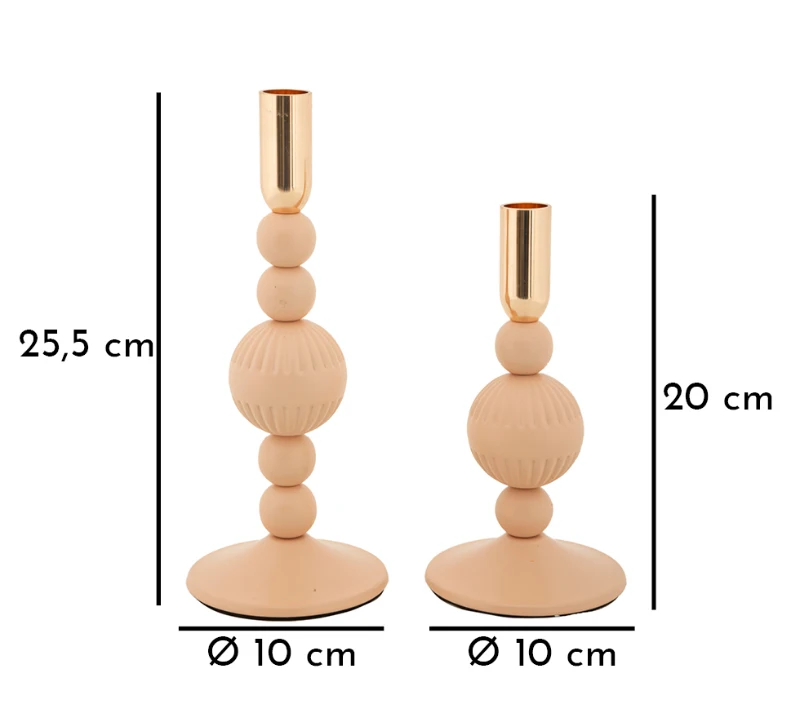 Mauro Ferretti Set Suport Lumanare Aster Roz 2 Bucati Cm Ø 10 X 20-25,3