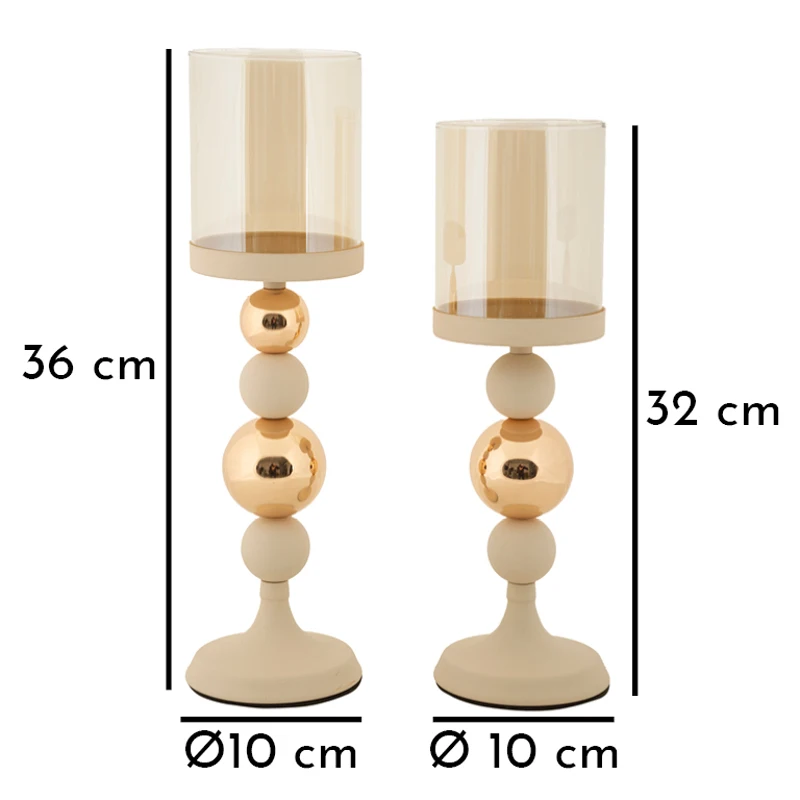 Mauro Ferretti Set 2 Suporturi Lumanare Crem Cm Ø10X32-10X34
