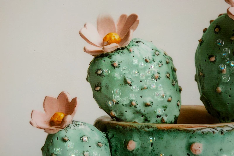 Mauro Ferretti Tablou Imprimat Pe Pânză Lacuită, Cu Ramă, Model ,,Borcan Cu Cactus", Varianta C, Dimensiuni 40 X 2,8 X 40 Cm