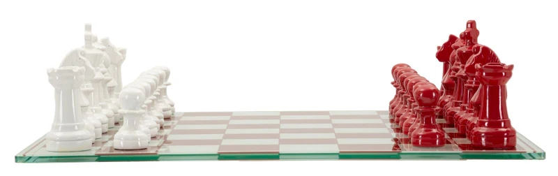 Mauro Ferretti Set Tablă De Șah Roșu/Alb,  61 X 61 X 14 Cm
