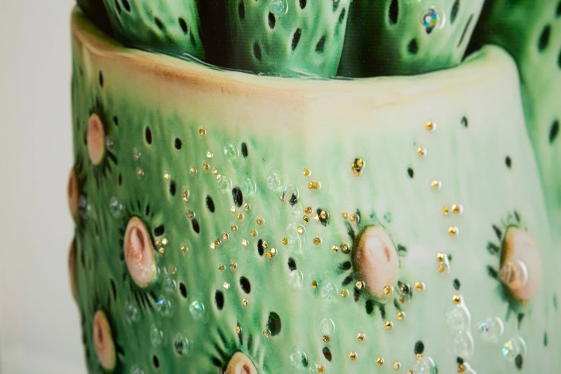 Mauro Ferretti Tablou Imprimat Pe Pânză Lacuită, Cu Ramă, Model ,,Borcan Cu Cactus" Înălțime 40 X Grosime 2,8 X Lățime 40 Cm