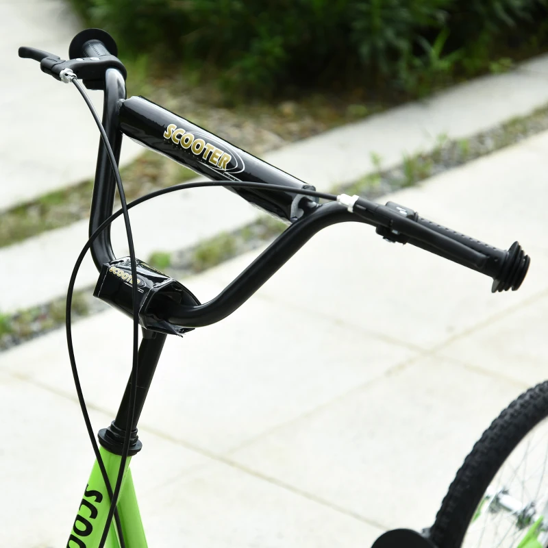 HOMCOM Trotineta copii Scooter Tretroller Cityroller Kickscooter cu înălțime reglabilă Kickboard cu anvelope gonflabile și frână de mână Trotineta copii Pliabilă de la 5 ani 16 inch Verde 139 x 58 x 90-96 cm