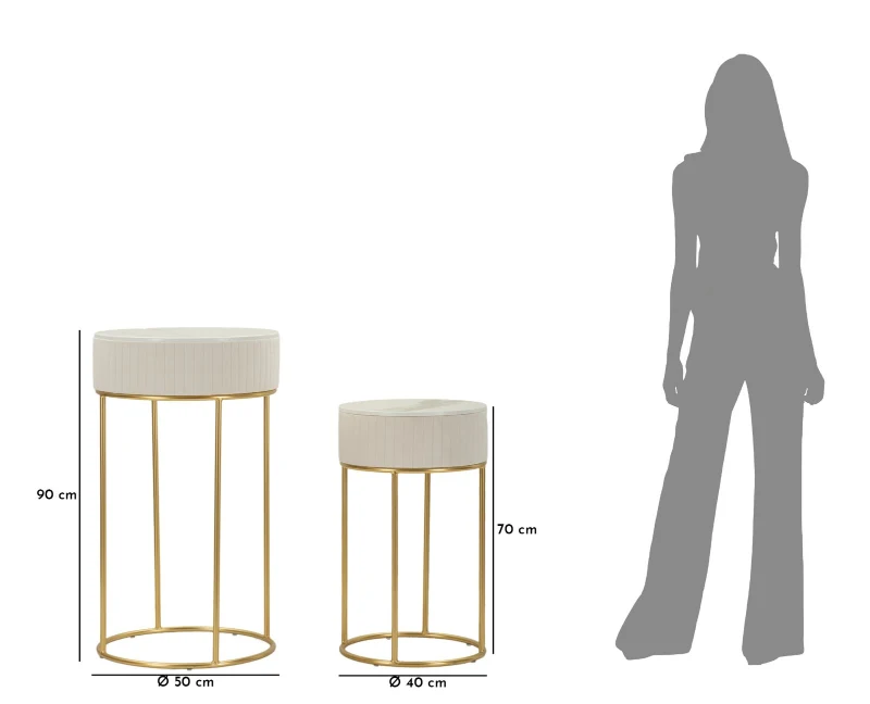 Mauro Ferretti Set De 2 Masute Inalte Cm Ø 50X90-40X68