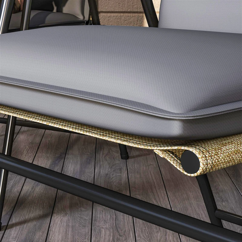 Outsunny Lot de 4 coussins de chaise extérieur avec attaches et bande réglable, anti-décoloration UPF50+, 124x50x5cm, gris