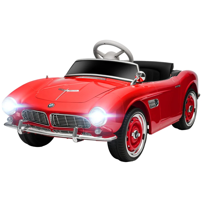 HOMCOM Carro Elétrico para Criança Licença BMW 507 Estilo Retrô Vintage 12V Máx. 5Km/H Controle Remoto Vermelho