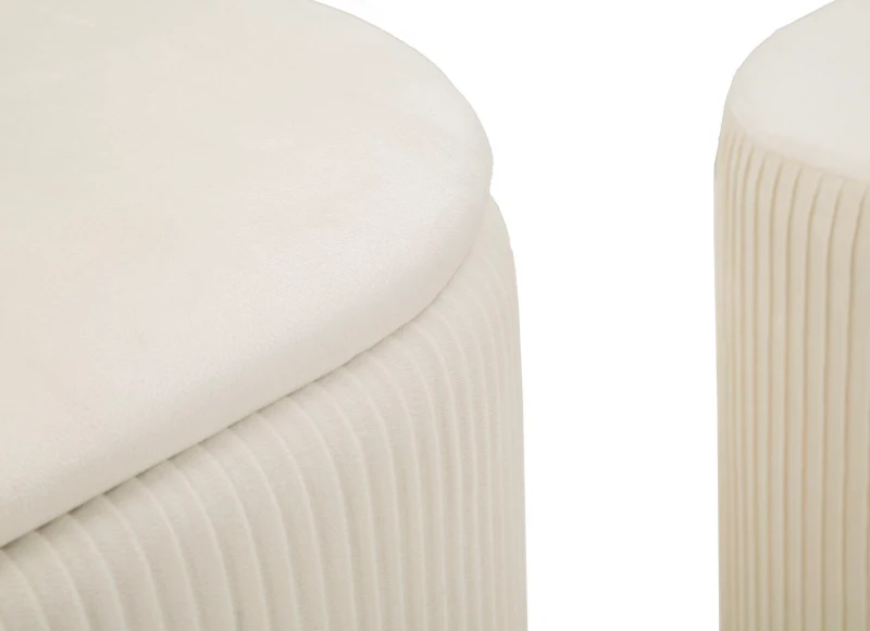 Mauro Ferretti Banca Cu Depozitare Și Taburet Shopy Crem Set 3 Bucăți Cm 80X37X42-29X33