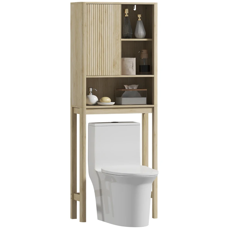 HOMCOM Mobilier de depozitare deasupra toaletei cu ușă culisantă, compartimente și raft reglabil, alb