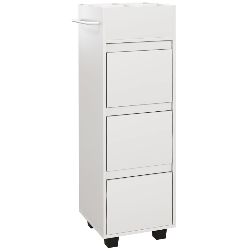 HOMCOM Móvel de Armazenamento para Banheiro com 4 Compartimentos 3 Gavetas e Suporte para Toalhas 35x30x90 cm Branco