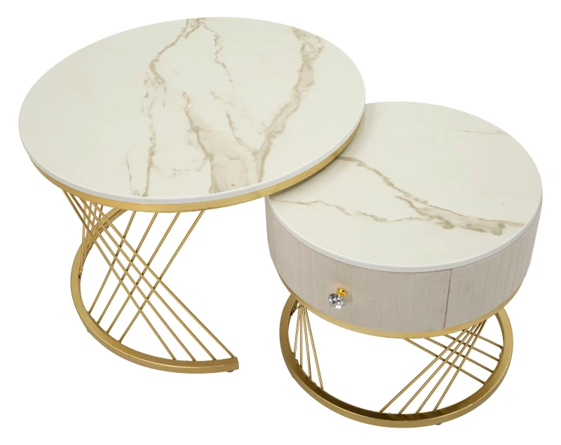 Mauro Ferretti Set De 2 Masute De Cafea Votix,  Cm Ø 70X48-50X43,3