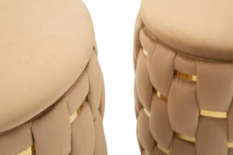 Mauro Ferretti Puf Cu Recipient De Depozitare Shanty Gold 2 Bucăți Cm Ø 37X42-28X33