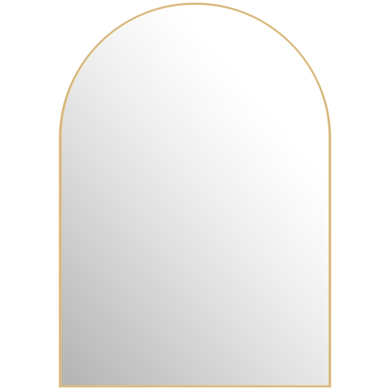 HOMCOM Oglindă murală curbată oglindă de baie cu cadru din aliaj de aluminiu pentru dormitor living intrare 50 × 70 cm aur