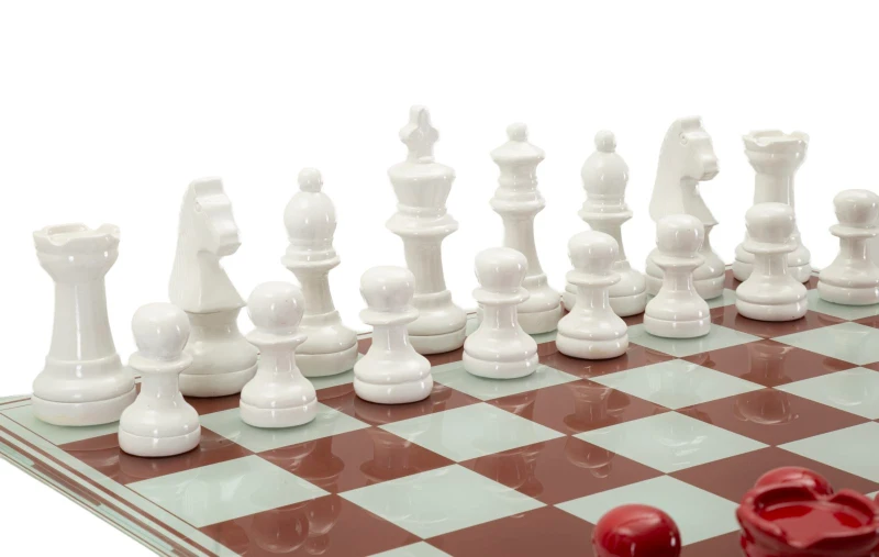 Mauro Ferretti Set Tablă De Șah Roșu/Alb,  61 X 61 X 14 Cm