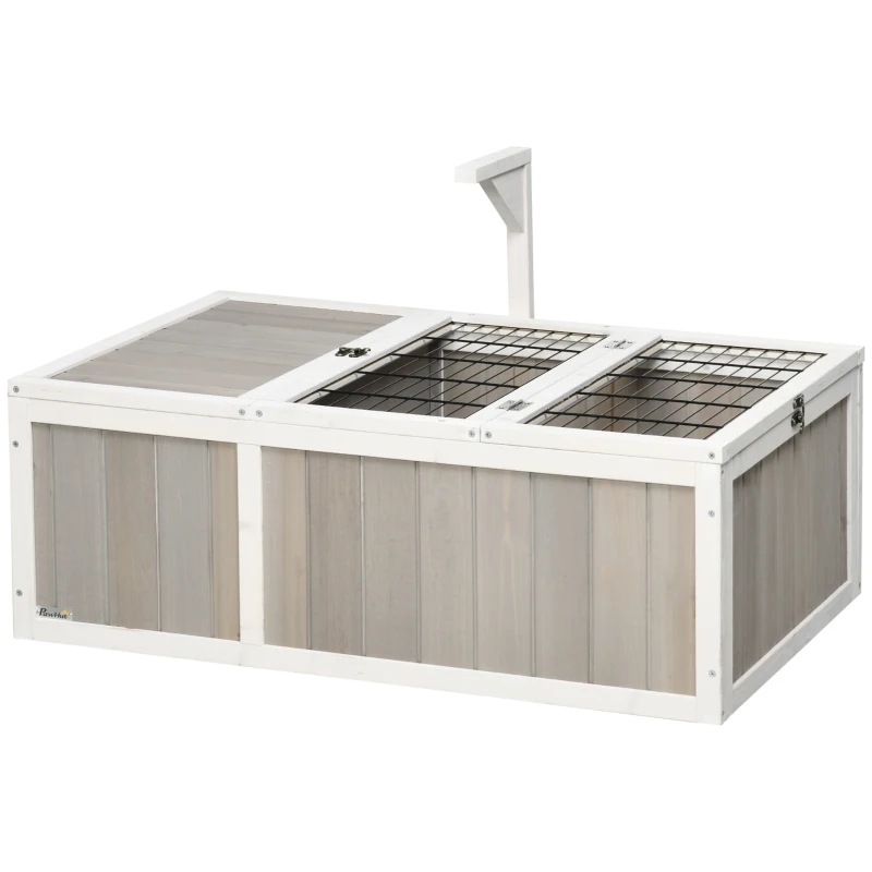 Pawhut Casa Recinto para Pequeno Animal Tartaruga com 2 Espaços 91,5x61x33 cm Madeira de Pinho
