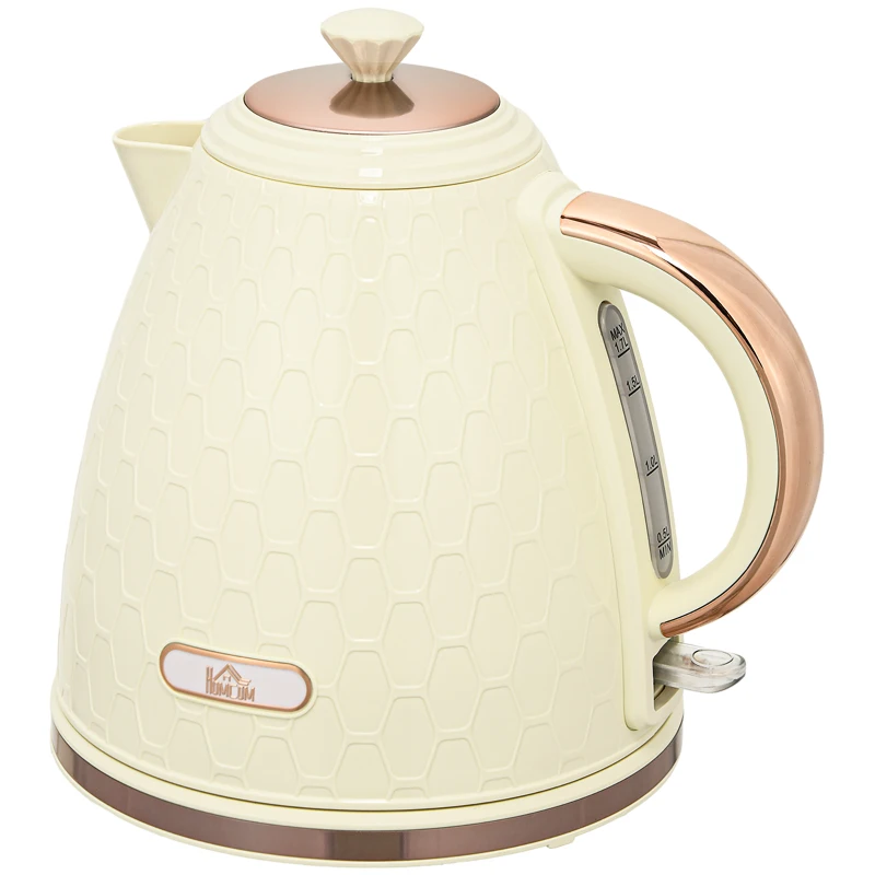 HOMCOM Waterkoker, 2200W, Venster, Filter, Snelle Kook, Beige