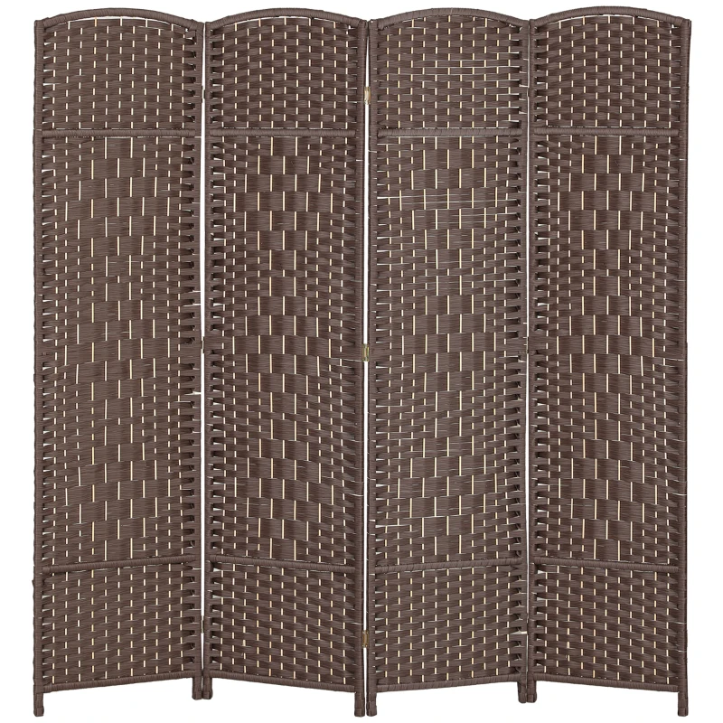 HOMCOM Paravent interior din lemn 4 panouri separator de cameră pliabil pentru sufragerie dormitor 180 x 180 cm maro