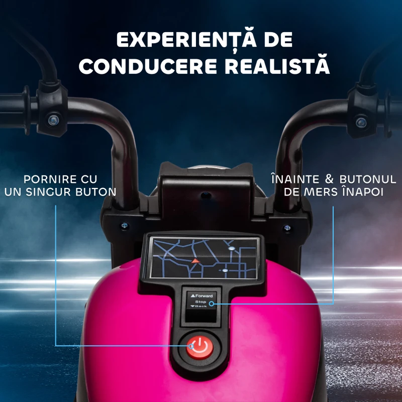 Homcom Motocicleta Electrica Copii 18‑36 Luni – Cu Faruri & Roti Suplimentare