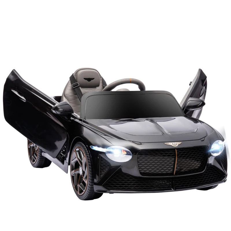 HOMCOM Carro Elétrico para Crianças de 3 a 5 Anos 2 Motores 12V 25W 3-5 Km/H Controle Remoto 2,4G Bentley Bacalar Preto