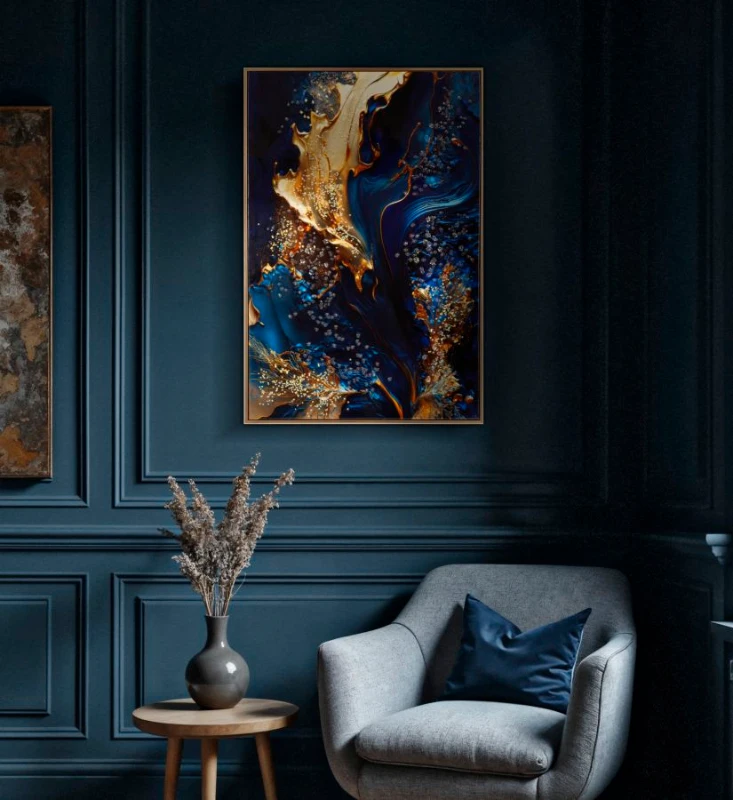 Mauro Ferretti Pictura Pe Panza, Lacuita, Cu Rama,  -A- Cm 60X4X88