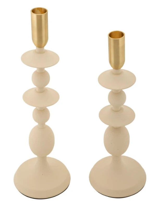 Mauro Ferretti Set Suport Lumanare Gemini Crem 2 Bucăți Cm Ø10X29-10X31