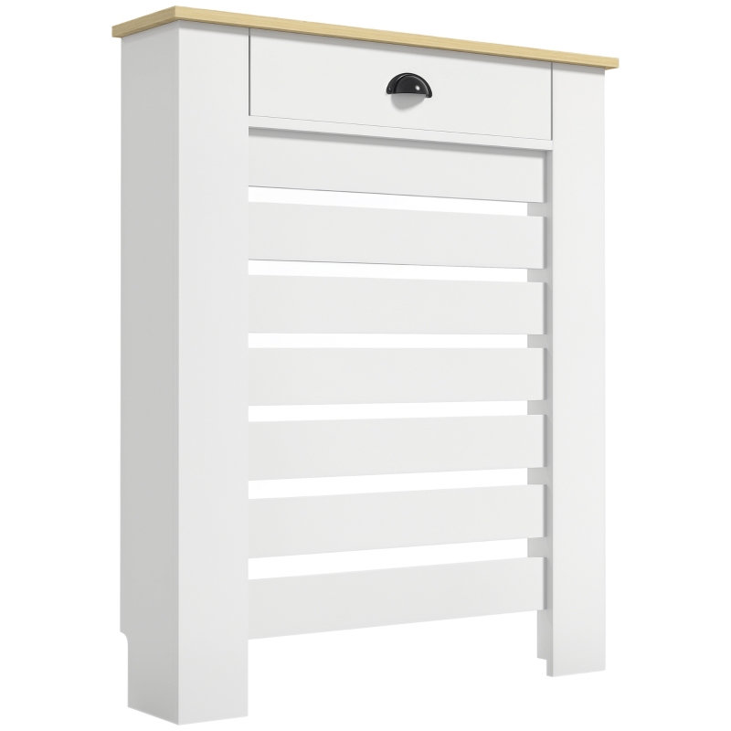 HOMCOM Copritermosifone in MDF con Cassetto 78x19x95,5 cm Bianco