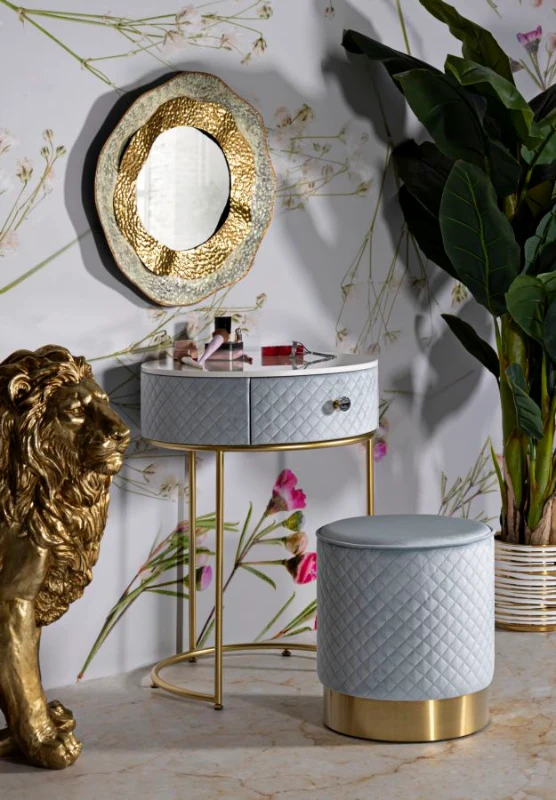 Mauro Ferretti Noptiera Cu Puf, Albastru, Cm Ø 52X70 - Ø 36X37