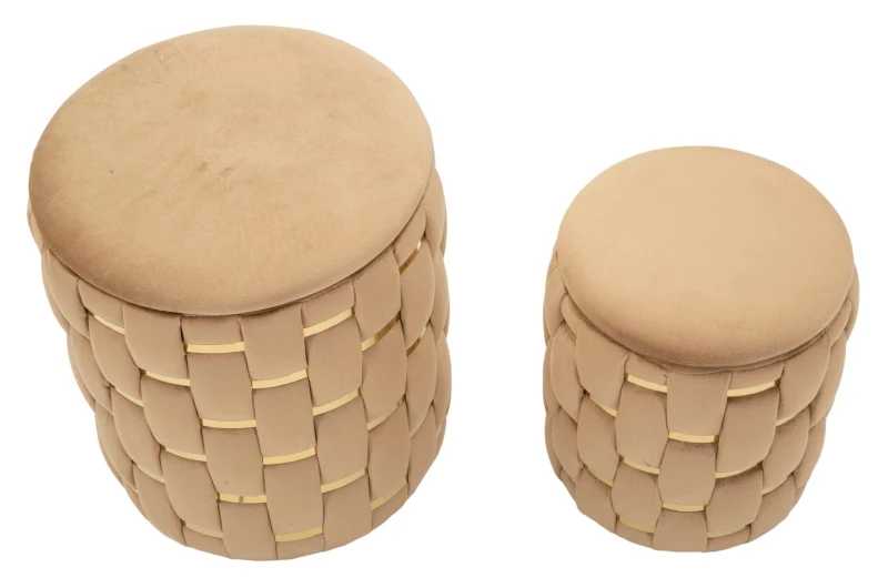 Mauro Ferretti Puf Cu Recipient De Depozitare Shanty Gold 2 Bucăți Cm Ø 37X42-28X33