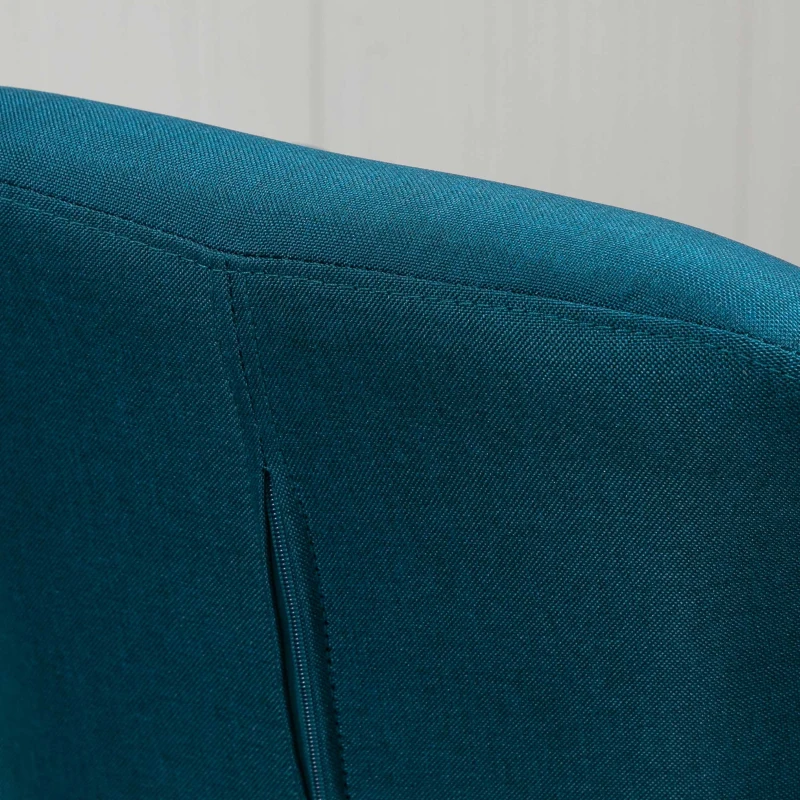 HOMCOM Conjunto de 2 Bancos de Bar Design Escandinavo Alto Conforto com Apoio para Pés e Braços Madeira Maciça Linho Azul