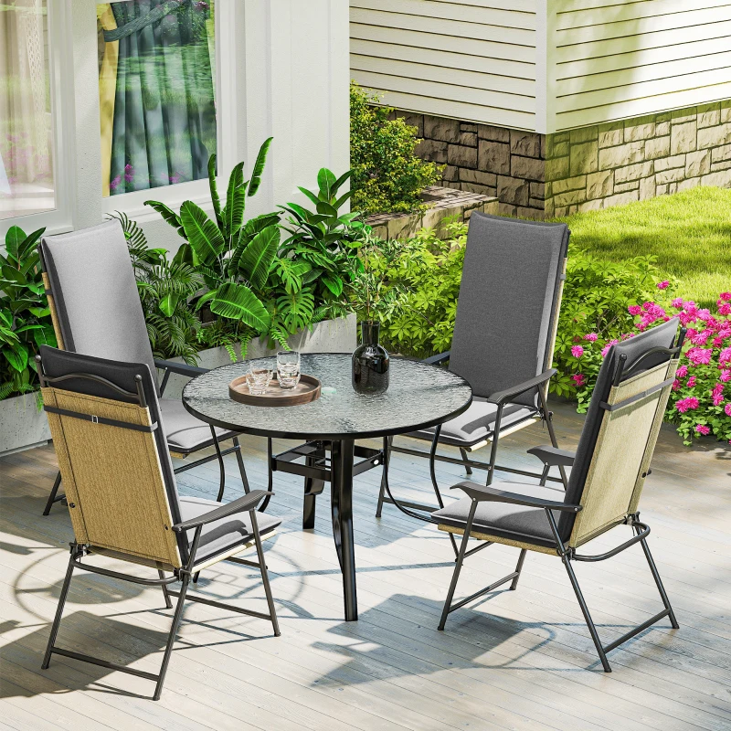 Outsunny Lot de 4 coussins de chaise extérieur avec attaches et bande réglable, anti-décoloration UPF50+, 124x50x5cm, gris