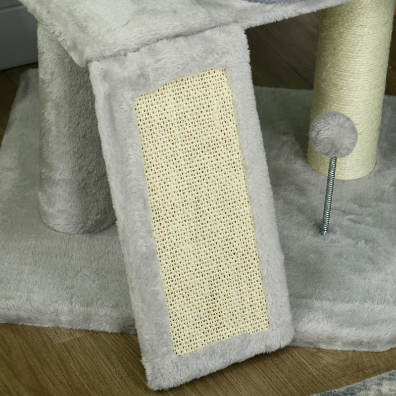 Pawhut Árvore de Gato Árvore de Escalada para Gato Multi-Equipamentos Arranhadores 4 Plataformas 1 Casa 1 Cesta Altura 146 cm Cinza