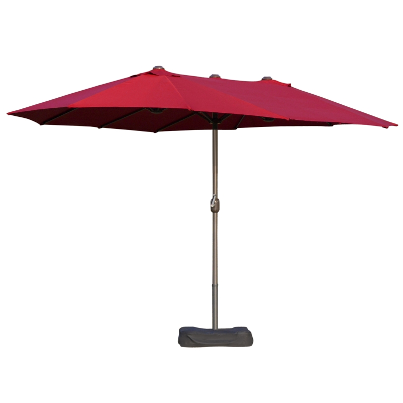 Outsunny Guarda-Sol Duplo de Jardim Exterior Retangular 4,6x2,7x2,4 m Abertura e Fecho Manivela Sacos de Peso e Base Incluídos Bord