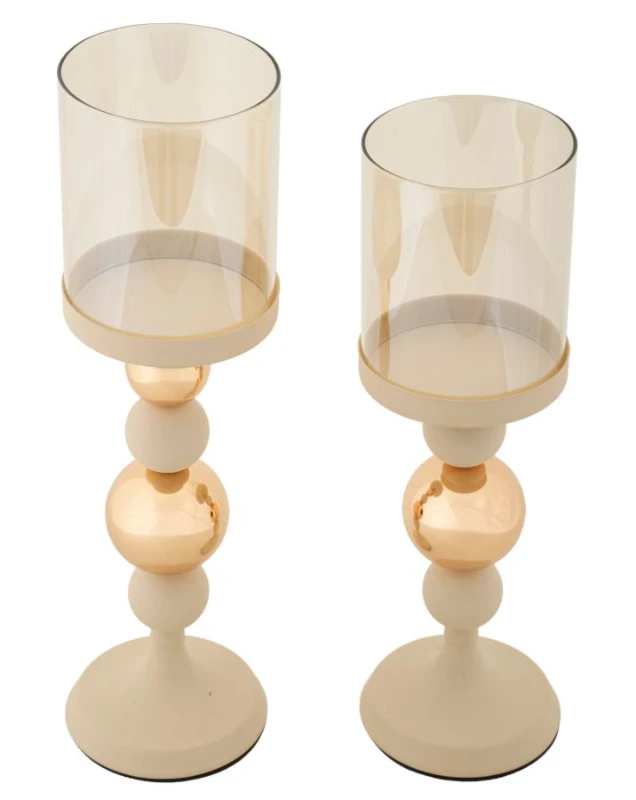 Mauro Ferretti Set 2 Suporturi Lumanare Crem Cm Ø10X32-10X34