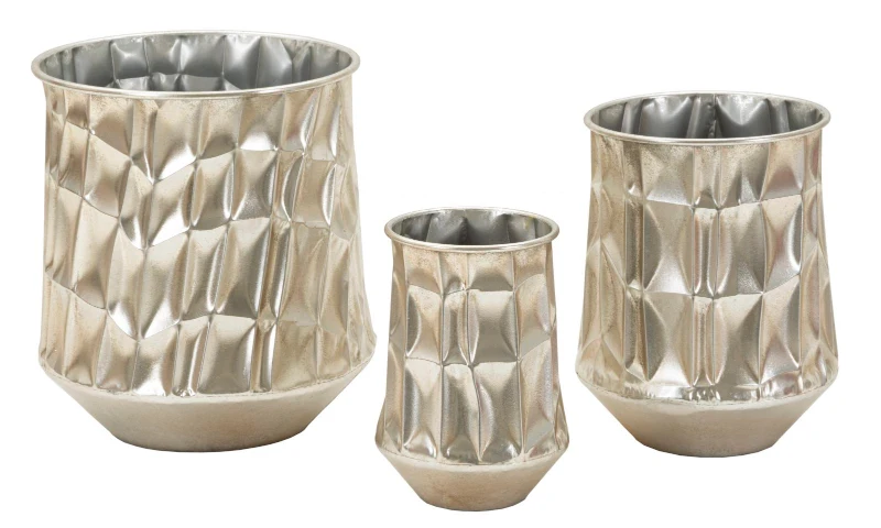 Mauro Ferretti Set 3 Vaze Finisaj Argintiu Cm Ø 35X38,5-27,5X33-18,5X26,3