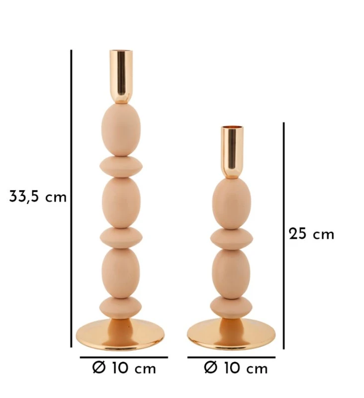 Mauro Ferretti Set Suport Luminări Shuttle Roz 2 Bucati Cm Ø10X25-10X33,3